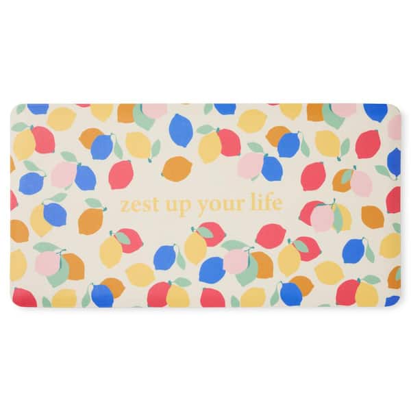 SUR LA TABLE KITCHEN ESSENTIALS Zest Up Your Life Citrus Fruit Yellow PVC 20 in. x 39 in. Kitchen Mat