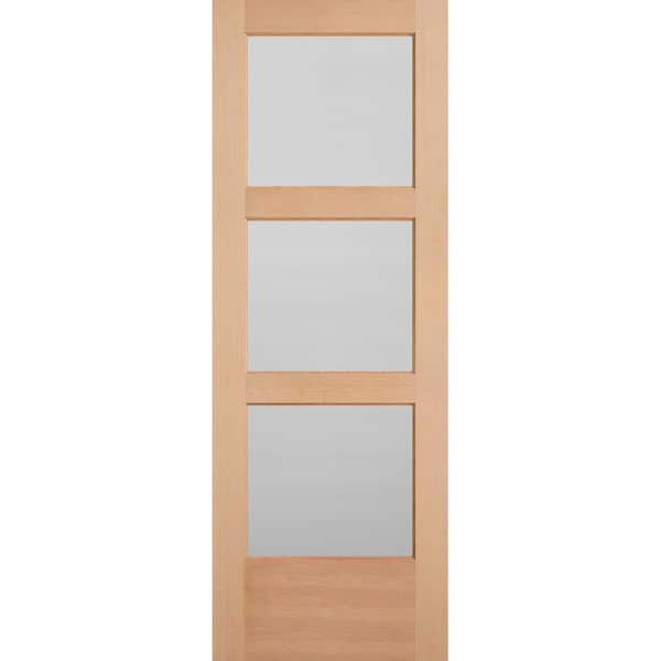 Masonite 30 in. x 84 in. Unfinished Fir Veneer 3-Lite Equal Solid Wood Interior Barn Door Slab