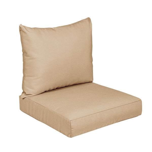 SORRA HOME 22.5 x 22.5 x 5 (2-Piece) Deep Seating Outdoor Dining Chair Cushion in ETC Fawn