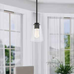Westin 60-Watt 1-Light Matte Black Industrial Pendant Light with Clear Glass Shade and No Bulbs Included