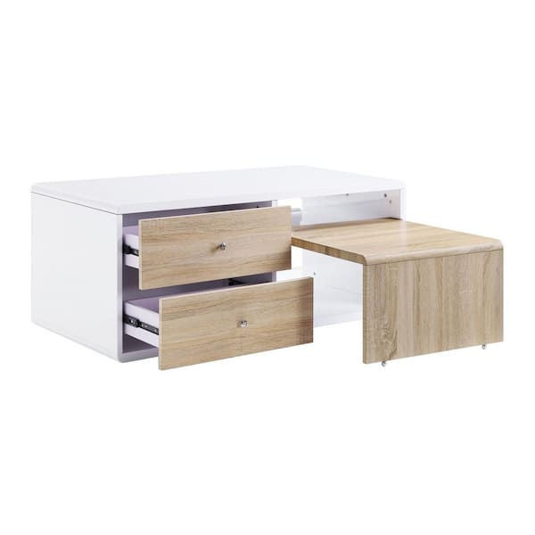 Donason 47 in. White Small Rectangle Wood Coffee Table