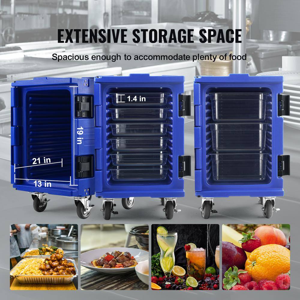 Blue 95 Qt Insulated Food Pan Carrier with Wheels