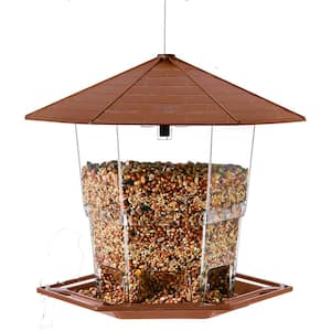 Large Capacity Brown Plastic Squirrel Guard Hanging Wild Bird Seed Feeder - 2.2 lbs. (1-Pack)