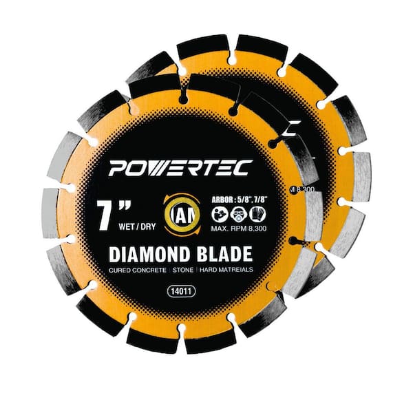 7 in. Laser-Welded Segmented Diamond Blades for Wet Dry Tile Saws -Cuts Concrete, Brick, Block, Pavers, Masonry (2-Pack)