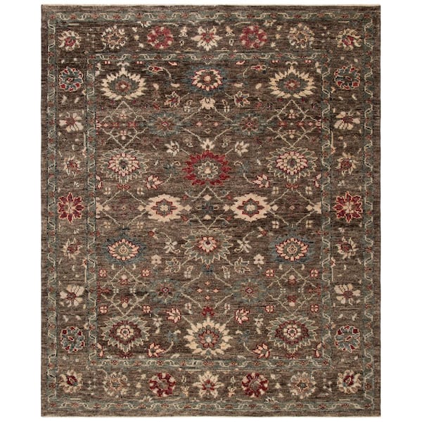 Samarkand 8 ft. x 10 ft. Brown/Taupe Oriental Area Rug