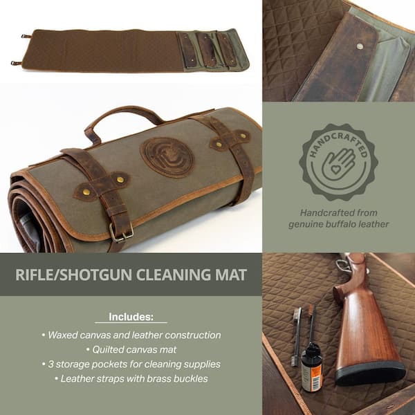 Canvas Leather Gun Cleaning Mat with Storage Pouches CT10007 - The