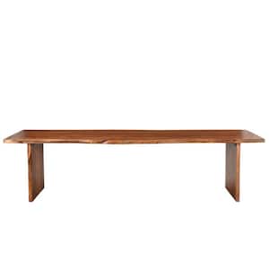 66 in. Brown And Black Solid Wood Dining bench