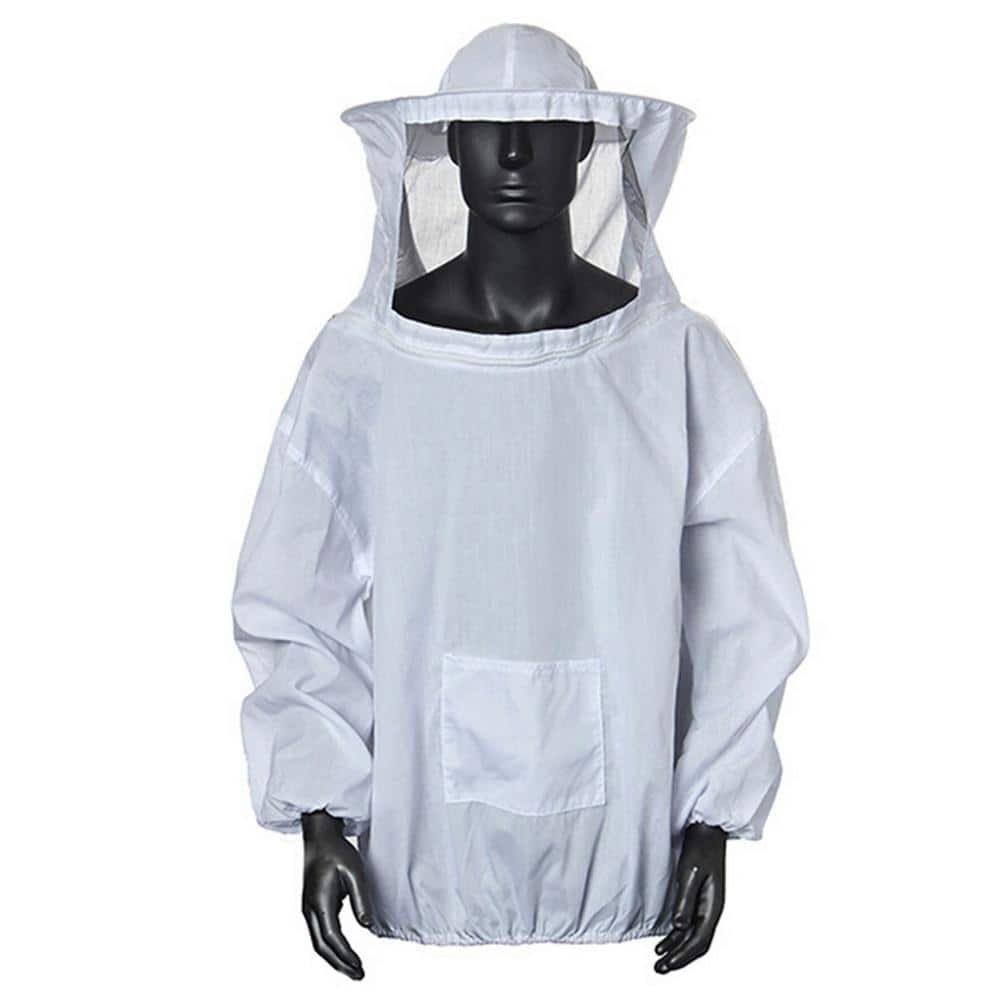 27.5 in. x 21.5 in. Anti-bee Suit Beekeeping Clothing with Beekeeping Hat  Veil Zippered Beekeeper Clothing-White GABKBPSMWT - The Home Depot