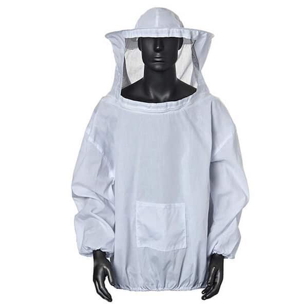Unbranded 27.5 in. x 21.5 in. Anti-bee Suit Beekeeping Clothing with Beekeeping Hat Veil Zippered Beekeeper Clothing-White