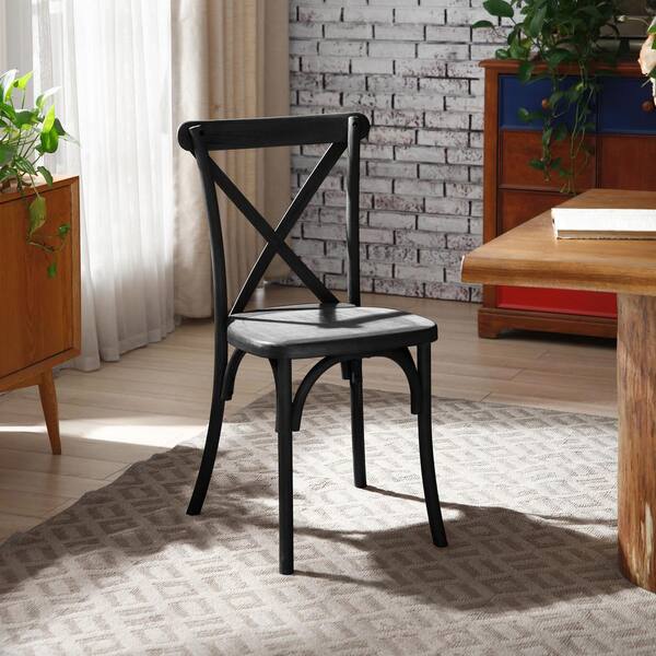 Unbranded Resin Cross Back Chair for dinning room, wedding, commercial use, 4-pack, Black Dining Chair