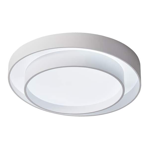 aiwen 23.6 in. 1-Light White Smart Creative Design Drum 44-Watt LED Flush Mount Ceiling Lighting