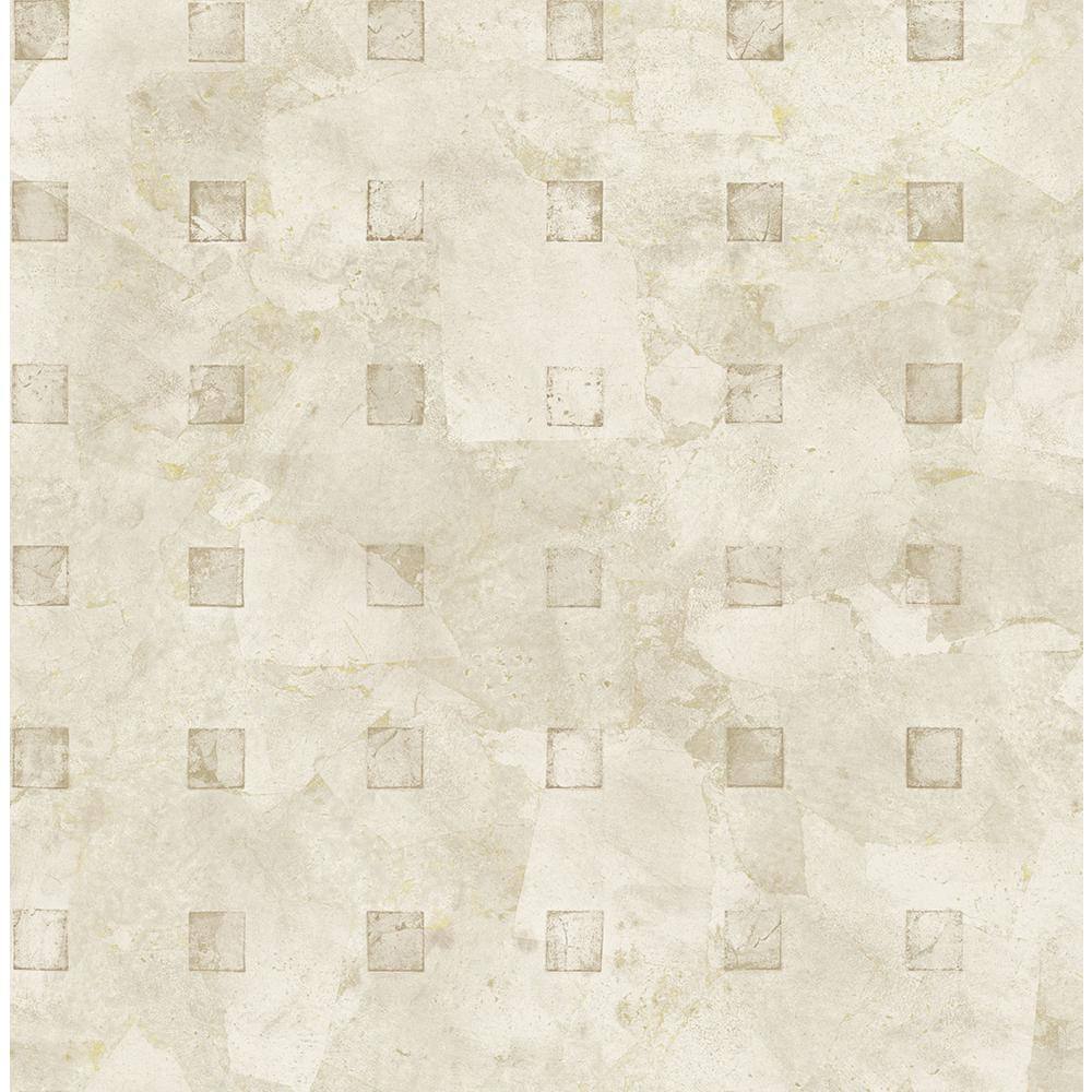 Tile Beige Paper Non-Pasted Strippable Wallpaper Roll (Cover 56.05 sq. ft.)