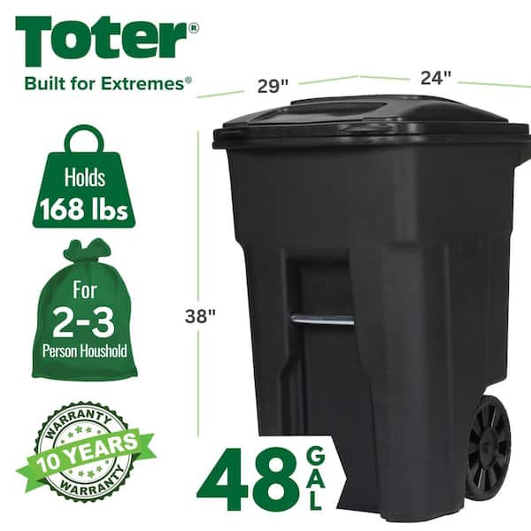 Black Trash Can with wheels