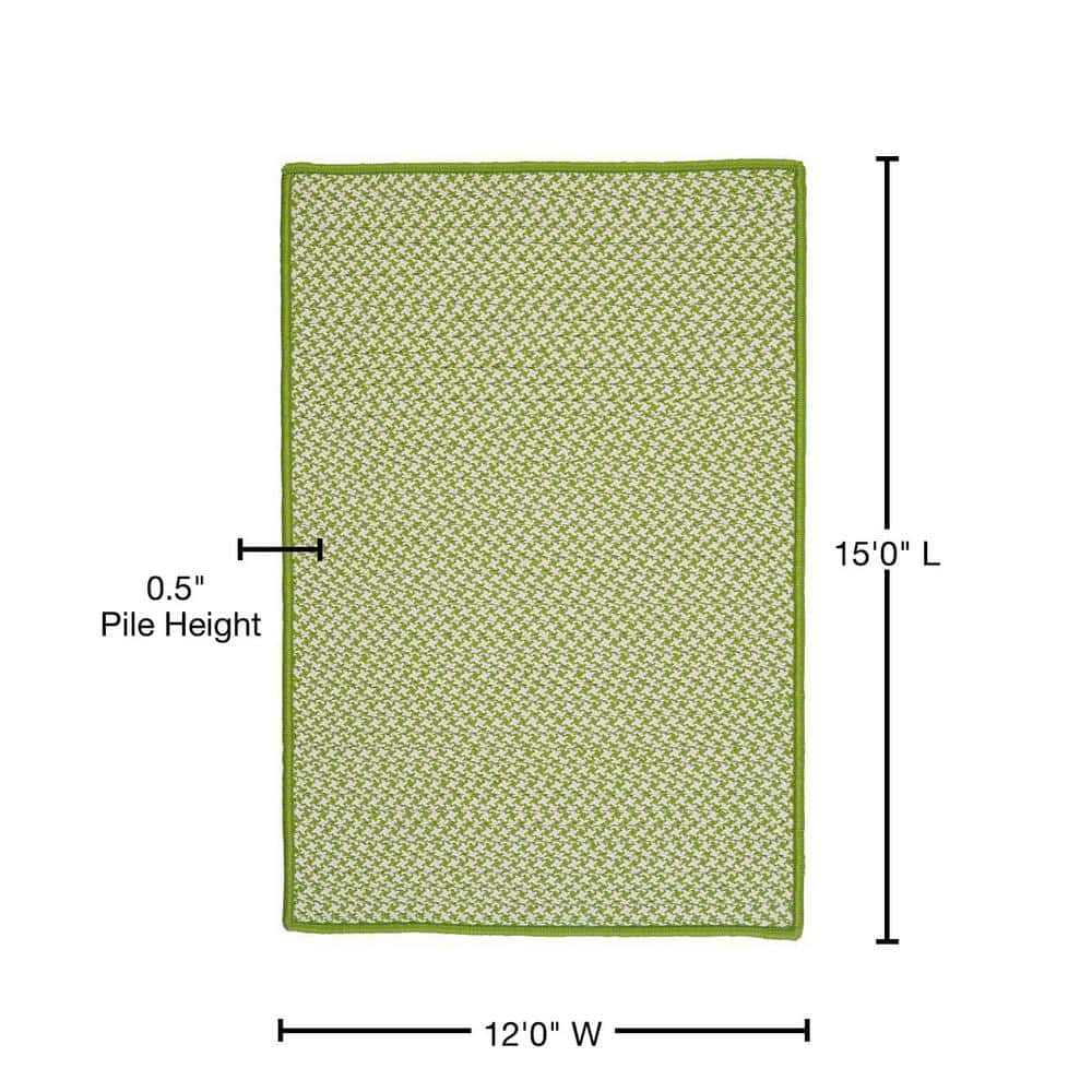 Colonial Braided Lime Houndstooth 12'x15' Reversible Outdoor Rug