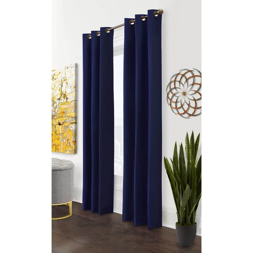 Weathermate Grommet Navy Cotton Smooth 40 in. W x 54 in. L Grommet Indoor Room Darkening Curtain (Double Panels) price history on PriceWatchPro