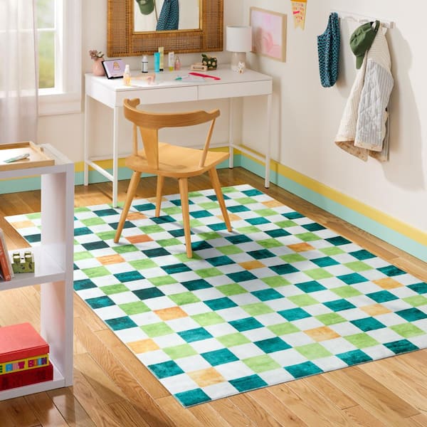 Niko Checkmate Green/Multi 6 ft. x 9 ft. Indoor Area Rug