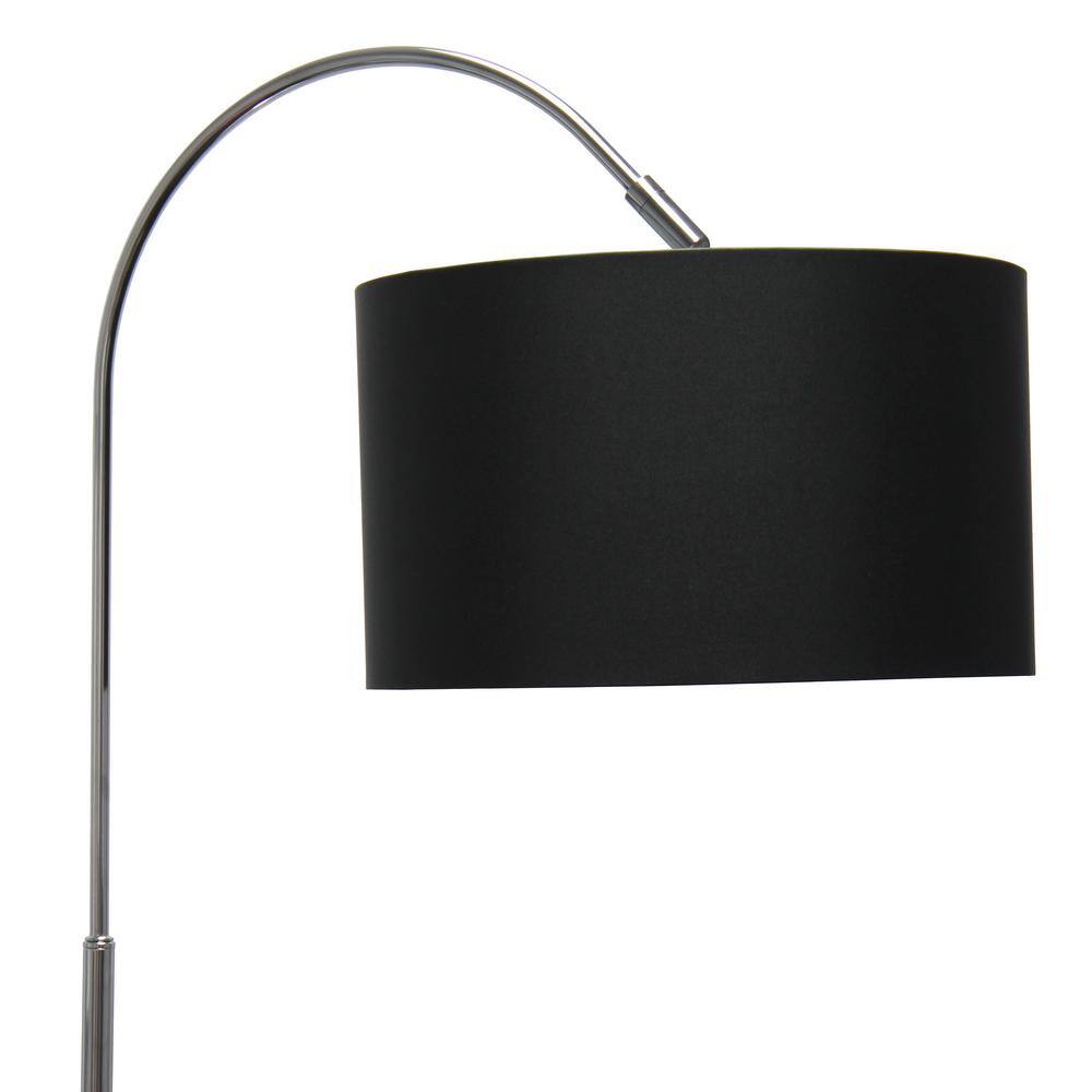 66" Brushed Nickel Arched Floor Lamp with Black Fabric Shade