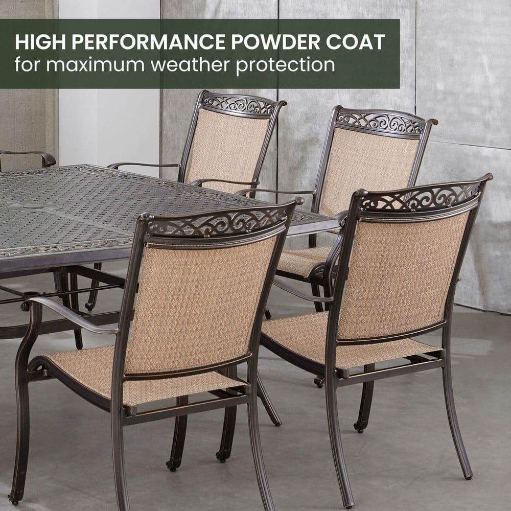 Fontana 9-Piece Bronze Outdoor Dining Set with Cast-Top Table