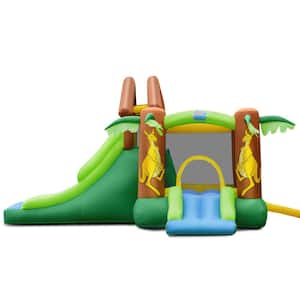 150 in. x 138 in. x 90 in. Fabric Muti-colored Inflatable Jungle Bounce House w/Dual Slides Climbing Wall Jumping Area