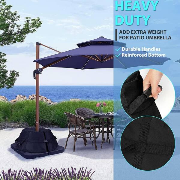 extra weight for patio umbrella ITOPFOX 20-Lb Plastic - Oxford Cloth Patio Umbrella Base Weight Bag  Round-Table 600D Heavy Duty in Black HSSA01-2OT054