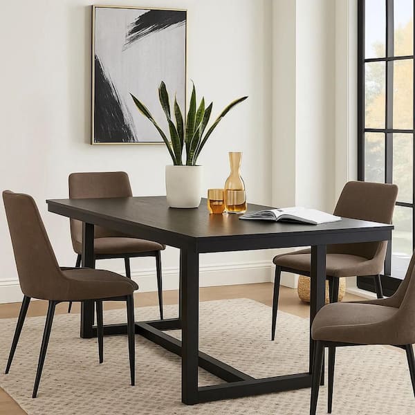 Jory Black Wood 36 in. Sled Base Dining Table Seats 6