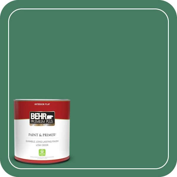 BEHR PREMIUM PLUS 1 qt. #470D-6 Greenbelt Flat Low Odor Interior Paint & Primer
