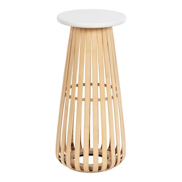 Kate and Laurel Oren 10.00 in. White Round Wood End Table