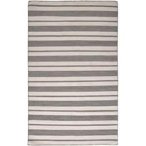 4 x 6 Black and White Striped Area Rug