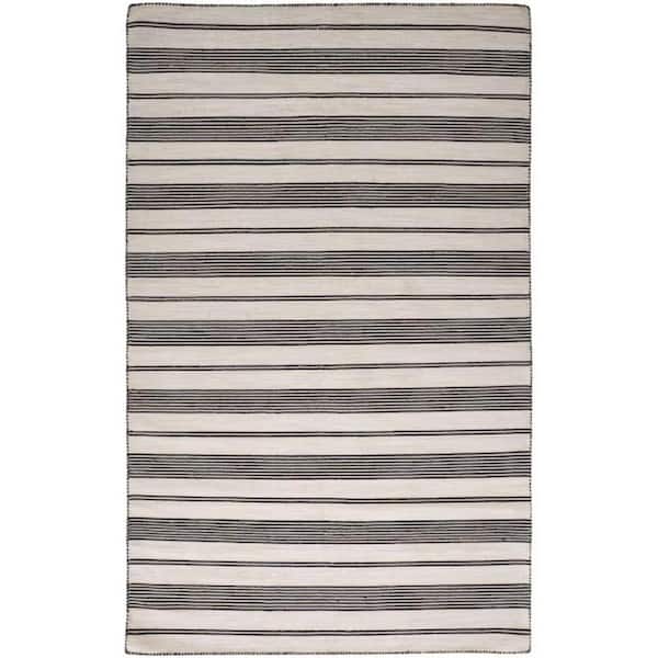 HomeRoots 4 x 6 Black and White Striped Area Rug