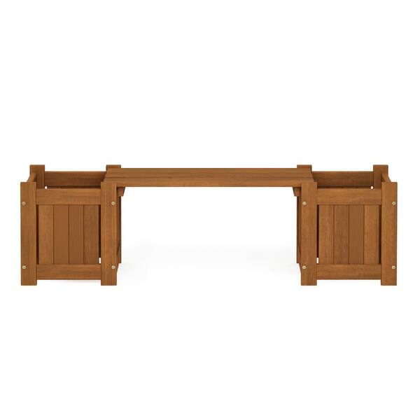 Furinno Tioman Meranti Hardwood Mini Planter Box with Seater