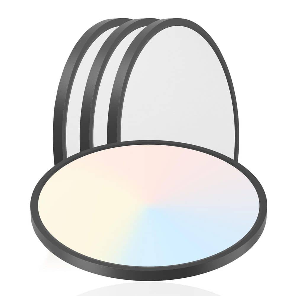 16 in. Modern Round Matte Black Integrated LED Flush Mount Lights Ceiling Light Fixture for Kitchen, Office (4-Pack) price history on PriceWatchPro