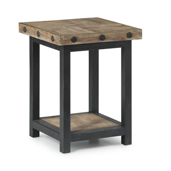 HOMESTYLES Portman 18 in. Light Brown Square Wood End Table