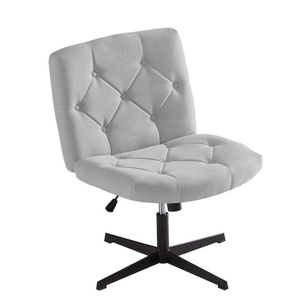 VECELO Office Desk Chair No Wheels Comfy Wide Fabric Padded