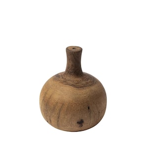 7 in. Brown Wood Cylinder Decorative Vase