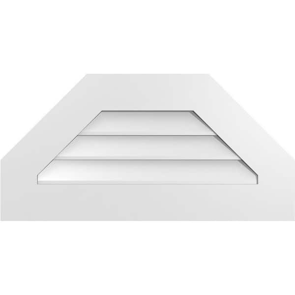 Ekena Millwork 28 in. x 14 in. Octagonal Top Surface Mount PVC Gable Vent: Decorative with Standard Frame