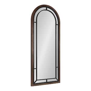 Audubon 48 in. x 20 in. Classic Arch Framed Rustic Brown Wall Accent Mirror