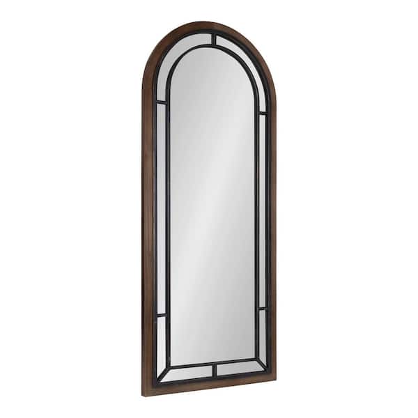 Kate and Laurel Audubon 48 in. x 20 in. Classic Arch Framed Rustic Brown Wall Accent Mirror