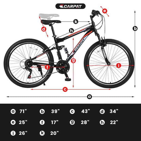 Dimensions of an adult bike sale