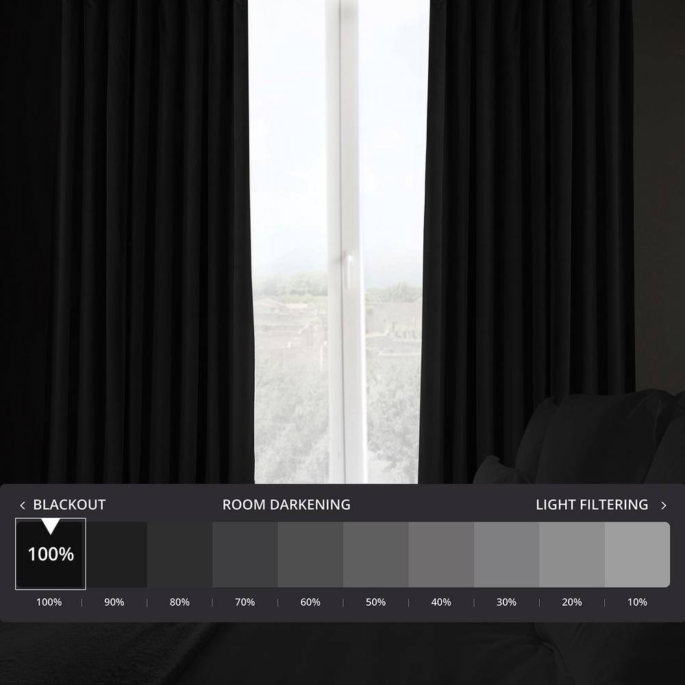Black Velvet Extra Wide Blackout Curtain Panel 96 Inch