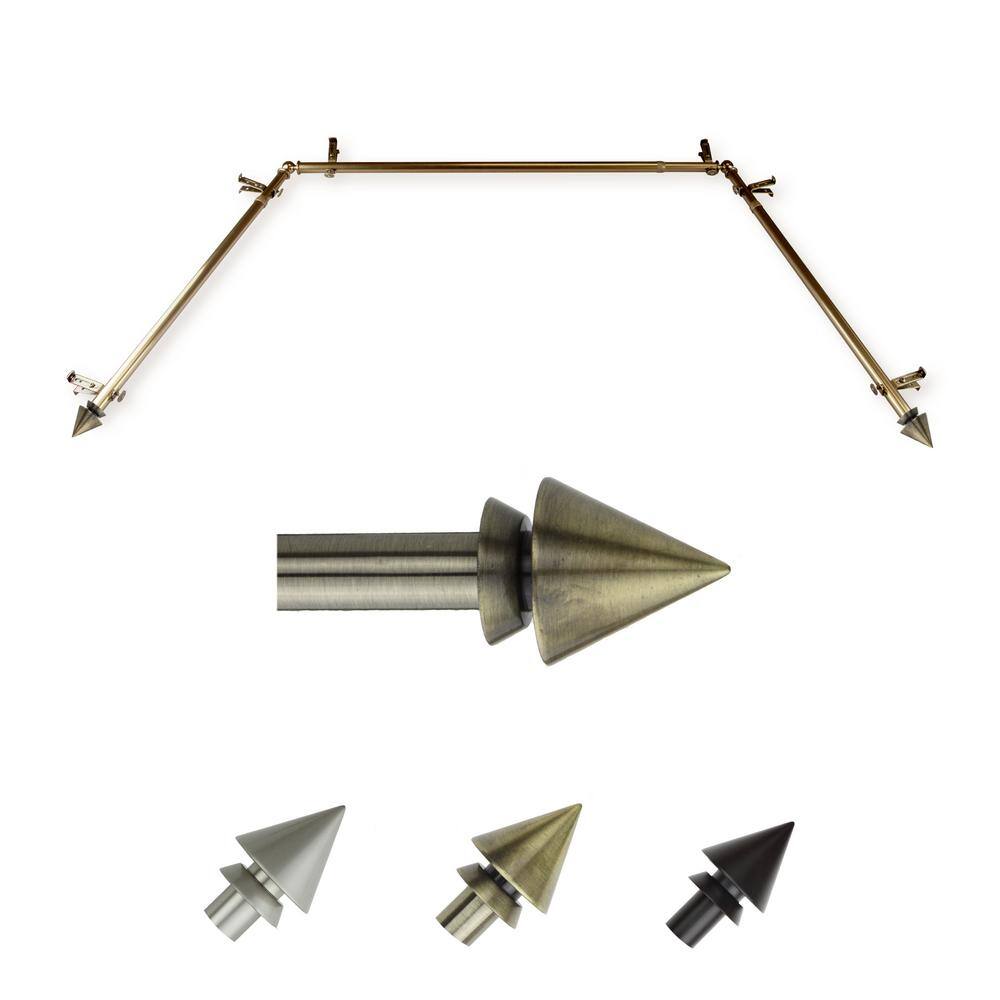 "13/16"" Dia Adjustable 20""-36"", 38""-72"" Bay Window Curtain Rod with Bruno Finials in Antique Brass" price history on PriceWatchPro