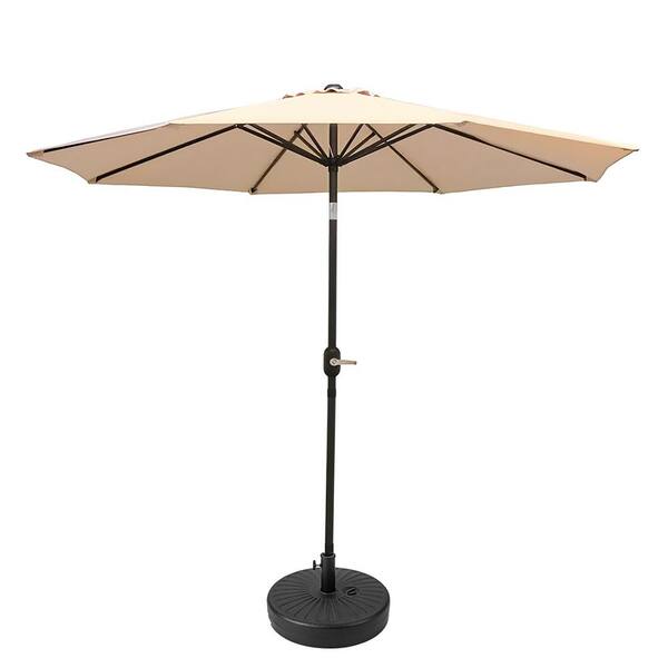 SUNRINX 9 ft. Aluminum Market Crank and Tilt Patio Umbrella in Beige ...