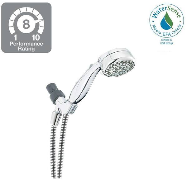 7-Spray 3.4 in. Single Wall Mount Handheld Shower Head in Chrome