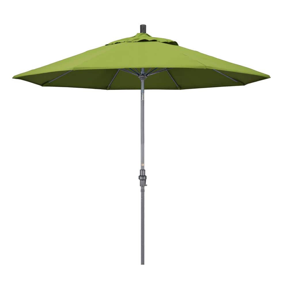 9 ft. Hammertone Grey Aluminum Market Patio Umbrella with Collar Tilt Crank Lift in Macaw Sunbrella price history on PriceWatchPro