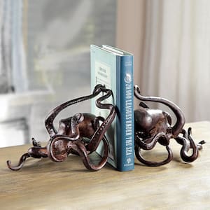 Bronze Metal Octopus Bookends (Set of 2)