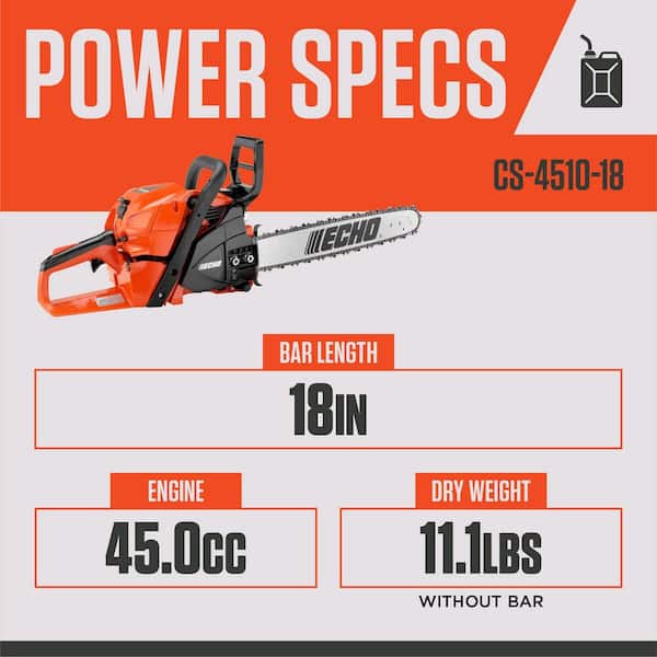 18 in. 45.0 cc Gas 2-Stroke Rear Handle Chainsaw