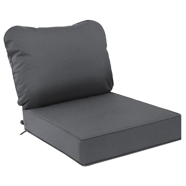Unbranded 24 in. x 24 in. Outdoor Deep Seat Lounge Chair Patio Cushions, Zipper Closure Covers with 2-Ties, Dark Gray (Set of 1)