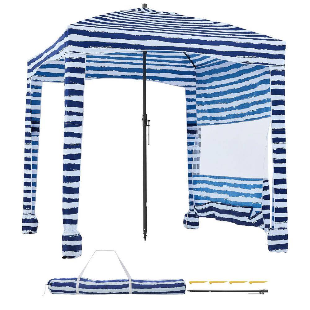 6 x 6 ft. Beach Cabana Tent with Side Wall, UPF 50+ Sun Shade, Portable with Sand Pockets, Navy Stripes price history on PriceWatchPro