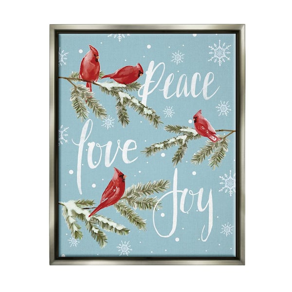 Stupell Industries Winter Cardinal Perched by Dogwood Portfolio 1 Piece Floater Frame Graphic Print Animal Poster Art Print 21 in. x 17 in.