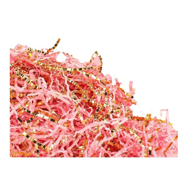 N/A 2 lb. Gold and Pink Mixed Color Crinkle Cut Paper Shred Filler for Gift Box Basket Stuffing Packaging Craft