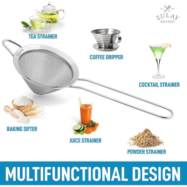 Zulay Kitchen Silver Stainless Steel Small Strainer Z-STNLSS-STL 